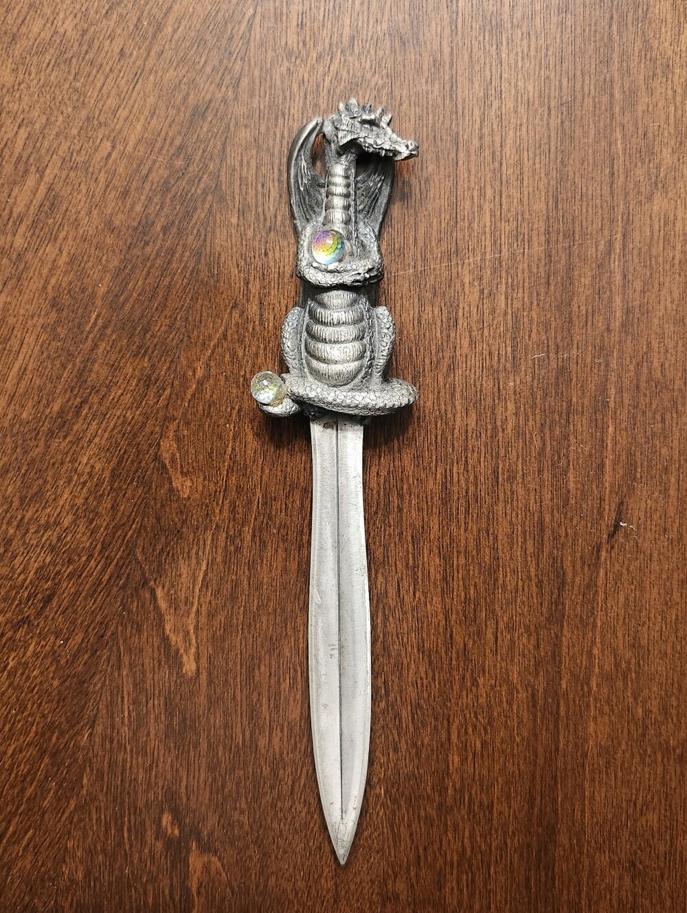 Tudor Mint Myth and Magic pewter dragon letter opener With small crystal gems